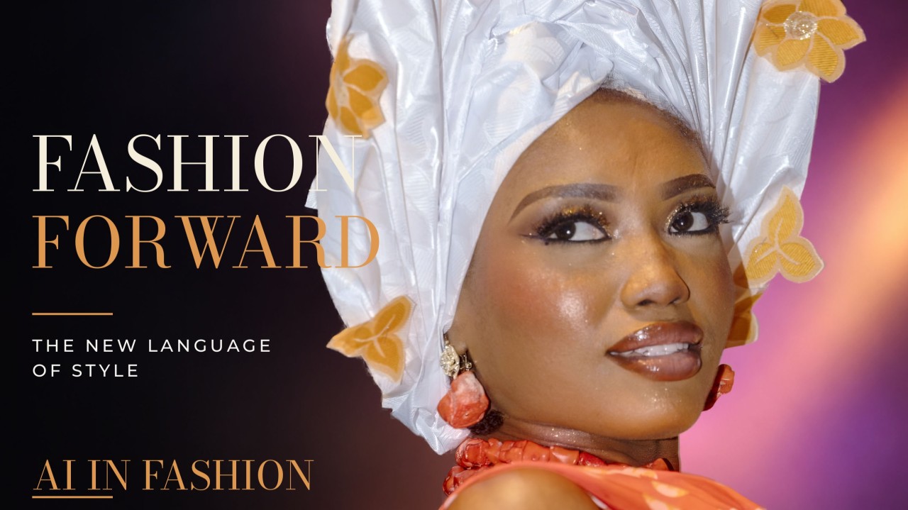 Fashion Forward cover featuring Onyinye Nwabudike in white headwear by the Gele Master.